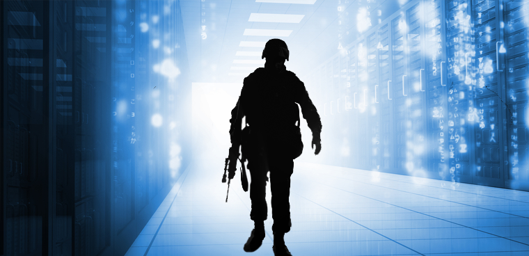 soldier in cloud data center