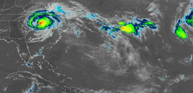 Hurricane Flo batters the Carolina coast - NWS radar image