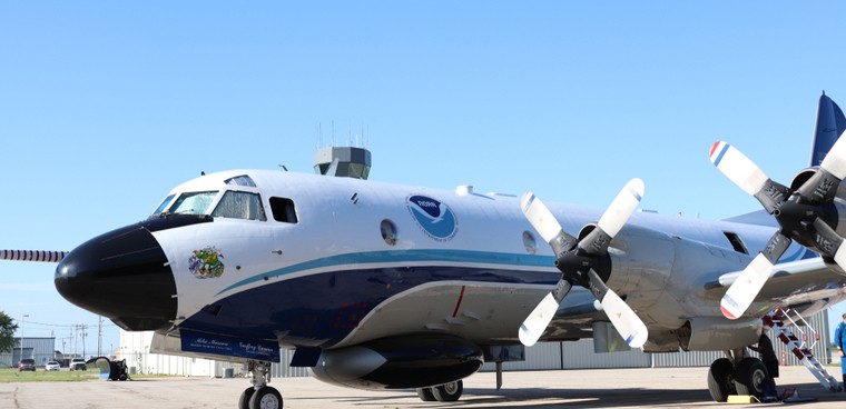 The P-3 NOAA Hurricane Hunter aircraft. Shutterstock ID 1397944874. By Alex Erwin.
