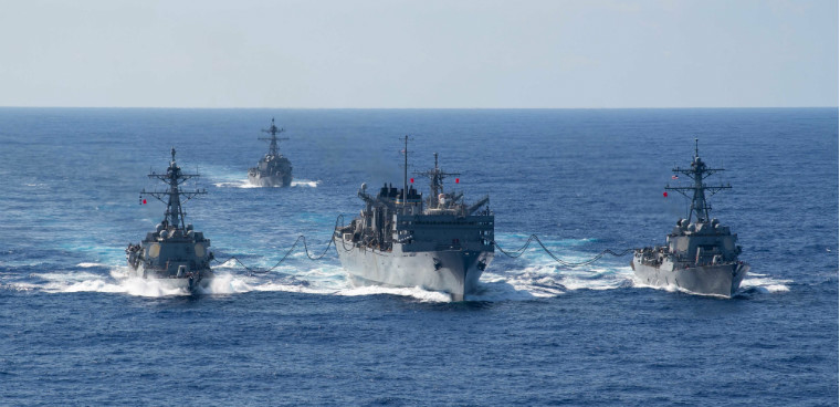 U.S. Navy ships conduct a refeuling-at-sea by SN Jarrod Schad public domain photo
