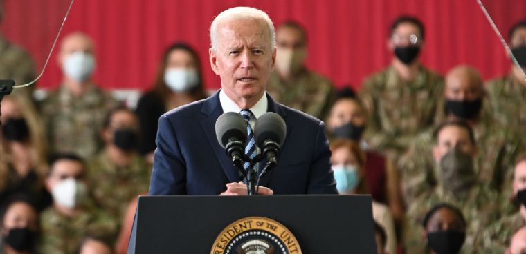 President Biden visits a UK air force base in June 2021. U.S. Air Force photo by Senior Airman Joseph Barron. Cropped from original.