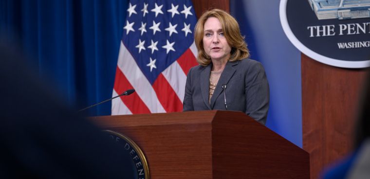 Deputy Secretary of Defense Kathleen H. Hicks briefs media during a press briefing at the Pentagon, Washington, D.C., Sept. 22, 2021. (DoD photo by U.S. Air Force Staff Sgt. Brittany A. Chase)