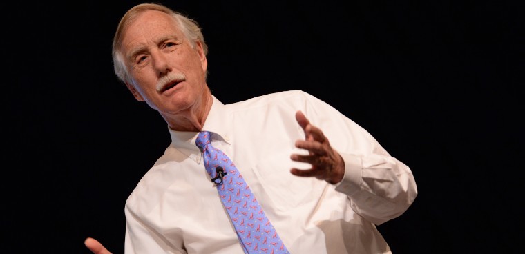 Sen. Angus King (I-Maine) speaks at the Naval War College in 2016. (U.S. Navy photo by Chief Mass Communication Specialist James E. Foehl/Released)