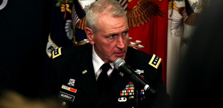 Army Futures Command Commanding General, Gen. John M. Murray answer questions about AFC during a press conference held at the University of Texas System’s building in Austin, Texas, August 24, 2018. U.S. Army photo by Sgt. Michael L. K. West