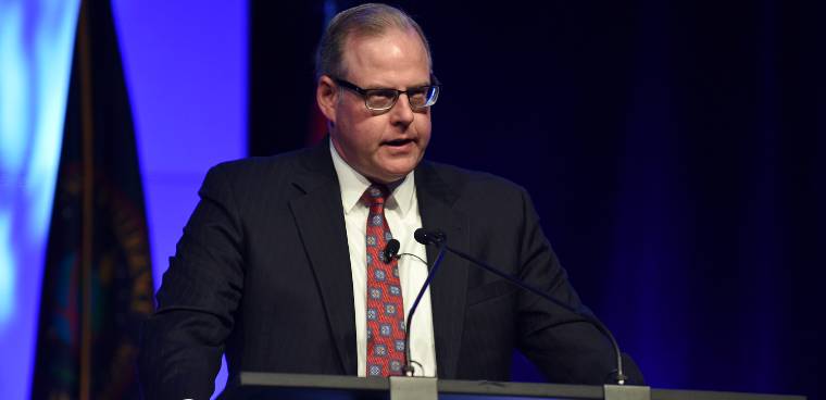 John Sherman, chief information officer of the intelligence community, leads off day two of the 2018 DoDIIS Worldwide Conference, Aug. 14, 2018, in Omaha, Nebraska.  Photo by Brian Murphy