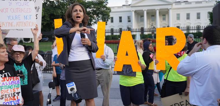 CAPTION. Tanden addresses a rally outside the White House on July 17, 2018. (Image credit: Phil Pasquini/Shutterstock.com)