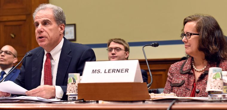 DOG IG  Michael E. Horowitz (left), NSF IG  Allison Lerner testify before the House Committee on Oversight and Government Reform April 18, 2018. DOD photo by Michelle Gordon,