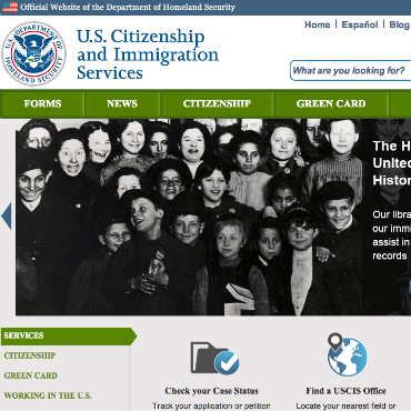 USCIS.gov new website homepage