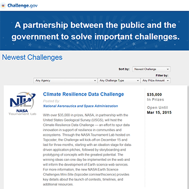Screen capture of Challenge.gov (12-09-2014).