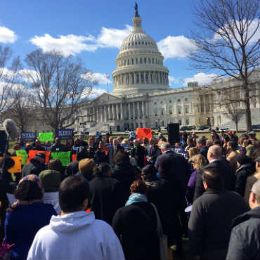March 2, 2017, NTEU rally on Capitol Hill to protest President Trump's hiring freeze and proposed budget cuts.  (Photo: Chris Valvardi)