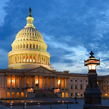 Shutterstock image (Orhan Cam): U.S. Capitol at night.