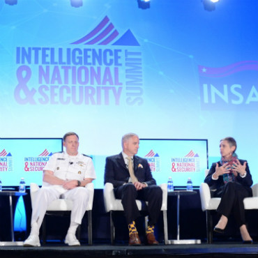Intelligence leaders Adm. Mike Rogers (NSA), Robert Cardillo (NGA) and Melissa Drisko (DIA) 