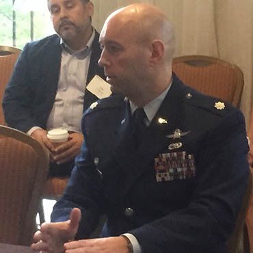 Lt. Col. Timothy Kneeland, commander of JBSA's 502nd Communications Squadron, speaks April 7 at an FCW-sponsored panel discussion in San Antonio, Texas