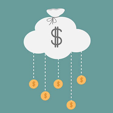 Shutterstock image (by world of vector): cloud in the shape of a money bag with hanging coins.
