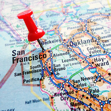 Shutterstock image (by zimmytws): Map of the Silicon Valley section of California - San Fransisco and Palo Alto.