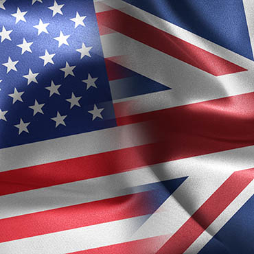 Shutterstock image (by ruskpp): USA and UK flag illustration.