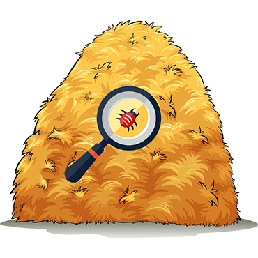 Shutterstock images (by Sergii Korolko, BlueRingMedia, and  Dacian G): malware hiding in a haystack.