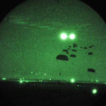 A night drop by paratroopers from 2nd Brigade Combat Team, 82nd Airborne Division. (Photo Credit: Spc. Frank Smith, 982nd Combat Camera)