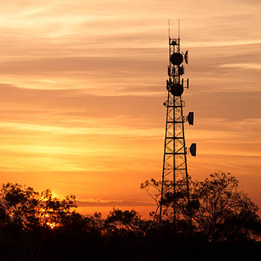 Shutterstock image (by Rob d): radio tower at sunset.