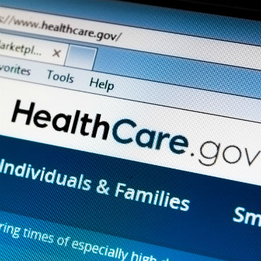 screen capture of HealthCare.gov site