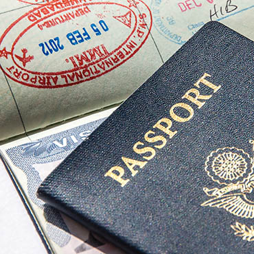 Shutterstock image: passport and visa.