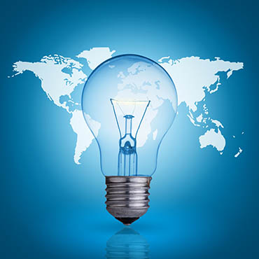 Shutterstock image: global innovation lightbulb.