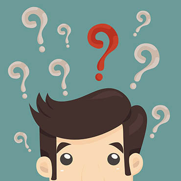 Shutterstock image (by ratch): confused businessman with question marks above his head.
