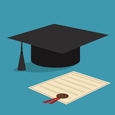 Shutterstock image (by edel): graduation cap and diploma.